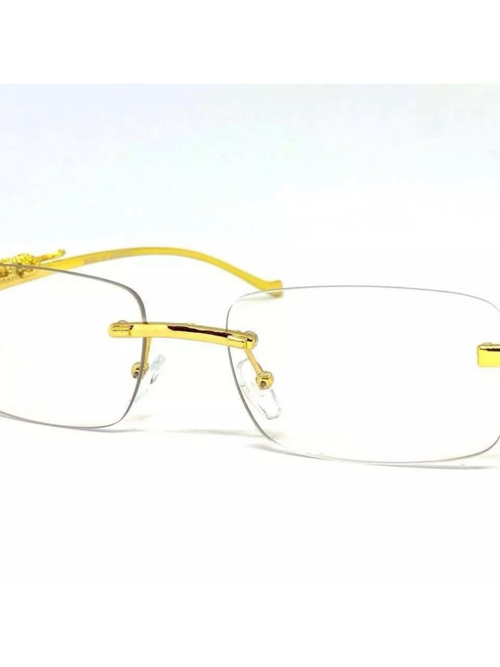 Gold Rimless Men’s Eyeglasses - Stylish Clear Lenses